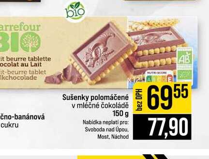 Sušenky polomáčené v mléčné čokoládě 150 g 