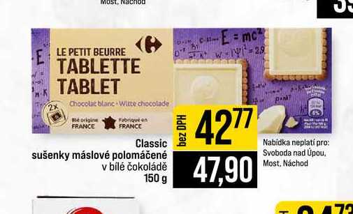 Classic sušenky máslové polomáčené v bílé čokoládě 150 g