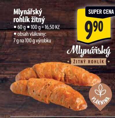 Mlynářský rohlík žitný 60 g 