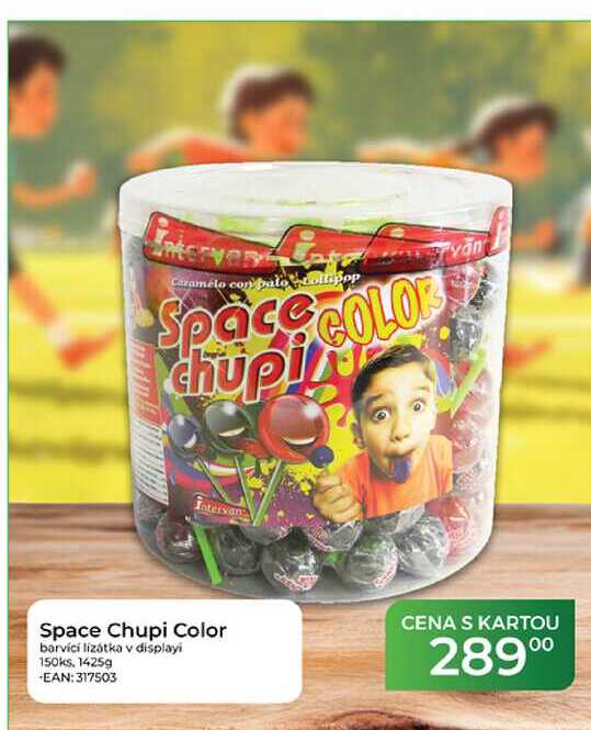 Space Chupi Color barvící lízátka v displayi 150ks, 1425g 