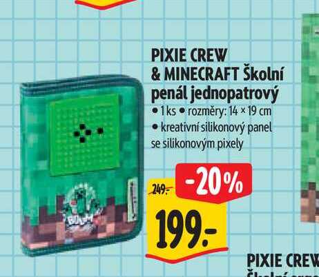 PIXIE CREW & MINECRAFT Školní penál jednopatrový 1ks