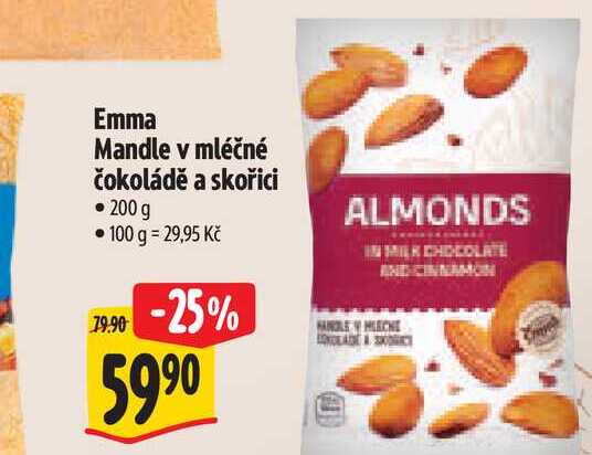 Emma Mandle v mléčné čokoládě a skořici 200 g