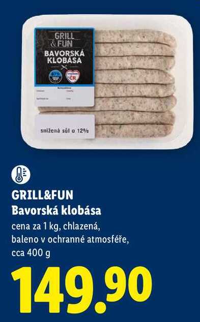 GRILL&FUN Bavorská klobása, cena za 1 kg