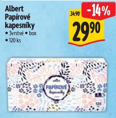 Albert Papírové kapesníky, 120 ks