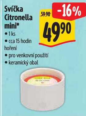 Svíčka Citronella mini