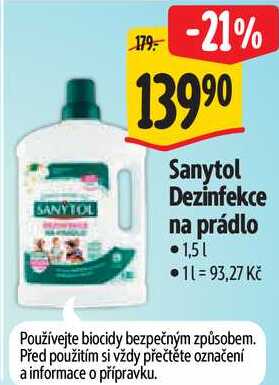 Sanytol Dezinfekce na prádlo, 1,5 l