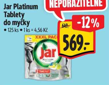 Jar Platinum Tablety do myčky, 125 ks