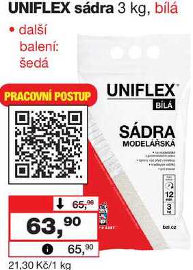UNIFLEX sádra 3 kg, bílá ⚫ další balení
