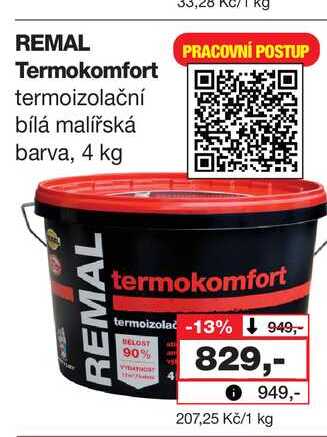 REMAL Termokomfort termoizolační bílá malířská barva, 4 kg Barvy a laky drogerie 