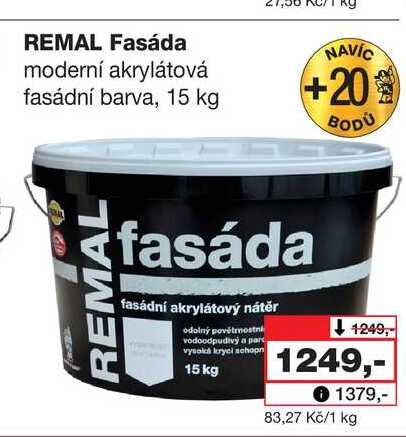 REMAL Fasáda moderní akrylátová fasádní barva, 15 kg Barvy a laky drogerie 