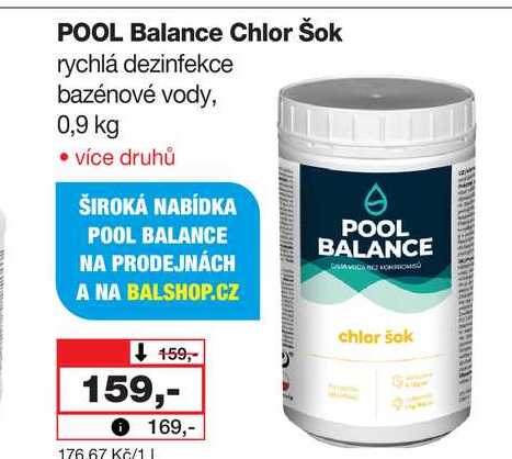 POOL Balance Chlor Šok rychlá dezinfekce bazénové vody, 0,9 kg Barvy a laky drogerie 
