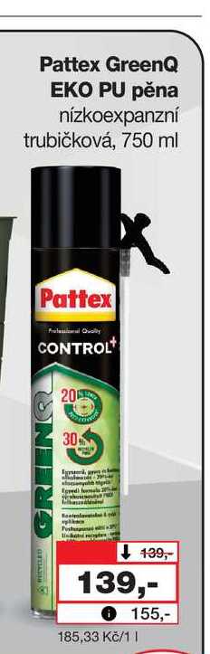 Pattex GreenQ EKO PU pěna nízkoexpanzní trubičková, 750 ml Barvy a laky drogerie 