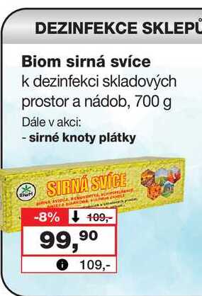 Biom sirná svíce k dezinfekci skladových prostor a nádob, 700 g Barvy a laky drogerie 