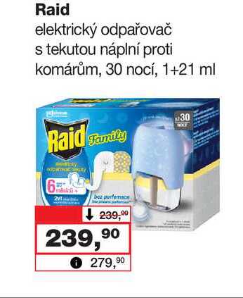 Raid elektrický odpařovač s tekutou náplní proti komárům, 30 nocí Barvy a laky drogerie 