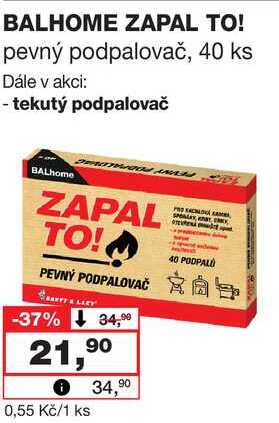 BALHOME ZAPAL TO! pevný podpalovač, 40 ks Barvy a laky drogerie 