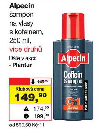 Alpecin šampon na vlasy s kofeinem, 250 ml Barvy a laky drogerie 