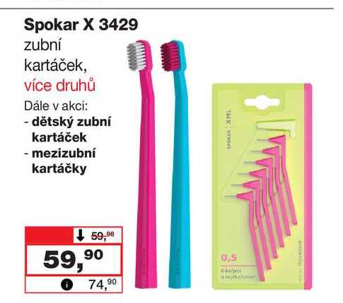 Spokar X 3429 zubní kartáček, více druhů
