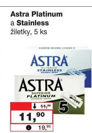 Astra Platinum a Stainless žiletky, 5 ks