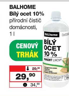 BALHOME Bílý ocet 10% přírodní čistič domácnosti, 1l