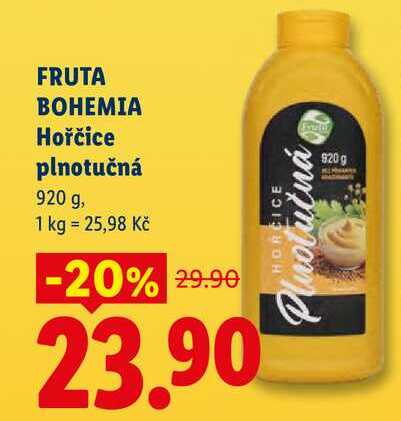 FRUTA BOHEMIA Hořčice plnotučná, 920 g