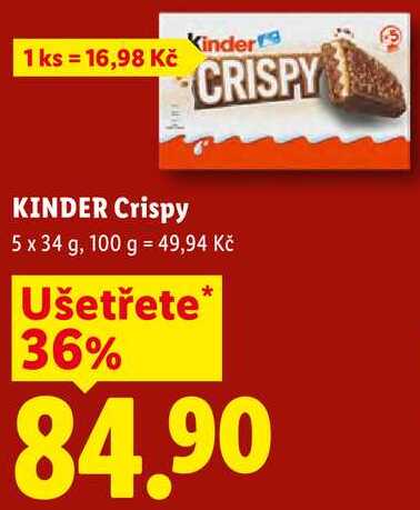 KINDER Crispy, 5 x 34 g