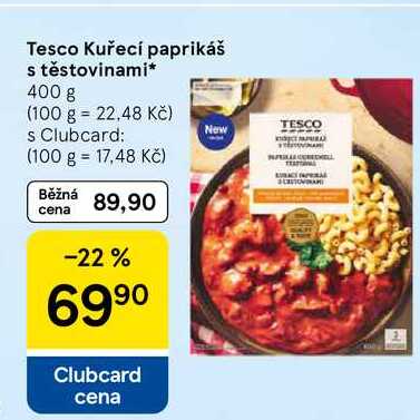 Tesco Kuřecí paprikáš s těstovinami, 400 g
