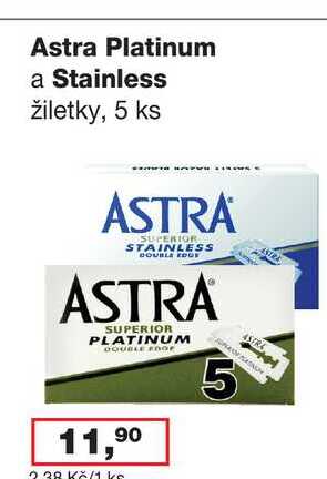 Astra Platinum a Stainless žiletky, 5 ks