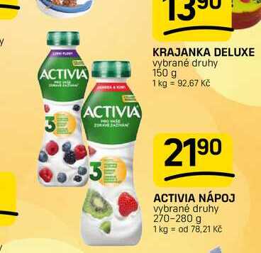 ACTIVIA NÁPOJ vybrané druhy 270-280 g 