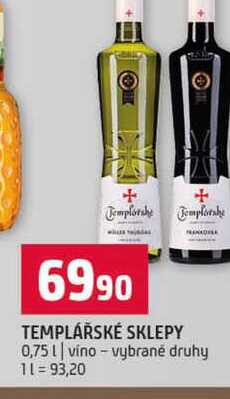 TEMPLÁŘSKÉ SKLEPY 0,75l vino vybrané druhy