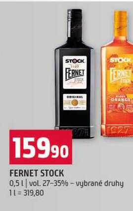 FERNET STOCK 0,5l vol. 27-35% vybrané druhy