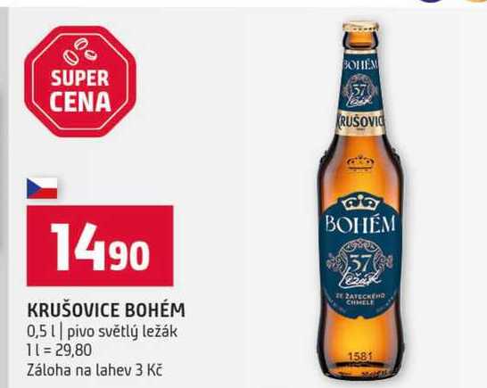KRUŠOVICE BOHÉM 0,5l pivo světlý ležák