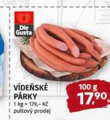 VÍDEŇSKÉ PÁRKY pultový prodej 100 g