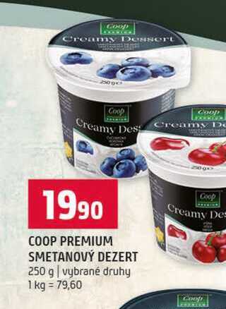 COOP PREMIUM SMETANOVÝ DEZERT 250 g vybrané druhy 