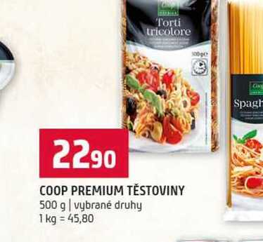 COOP PREMIUM TĚSTOVINY 500 g vybrané druhy