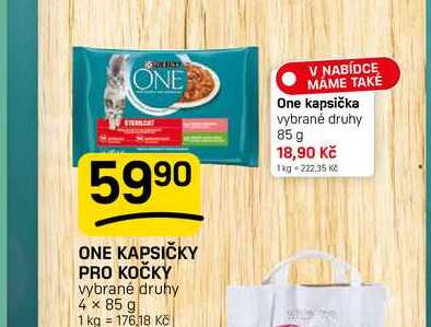 ONE KAPSIČKY PRO KOČKY vybrané druhy 4 x 85 g