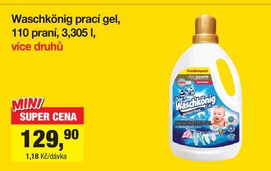 Waschkönig prací gel, 110 praní, 3,305 I l Šlak