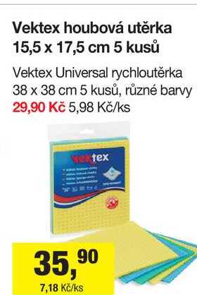 Vektex houbová utěrka 15,5 x 17,5 cm 5 kusů