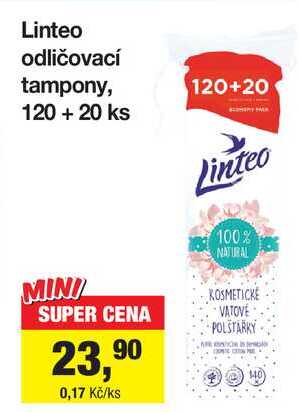 Linteo odličovací tampony, 120 + 20 ks Šlak