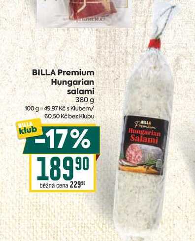 BILLA Premium Hungarian salami 380 g