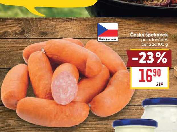 Český špekáček z pultu lahůdek cena za 100 g 