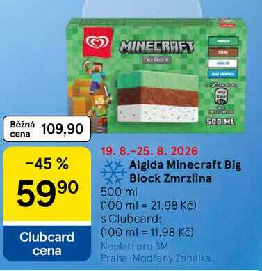 Algida Minecraft Big Block Zmrzlina, 500 ml