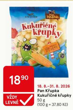 Pan Křupka Kukuřičné křupky, 50 g Tesco