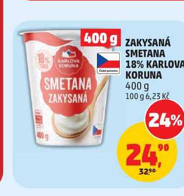 ZAKYSANÁ SMETANA 18% KARLOVA KORUNA 400 g 