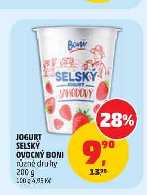 JOGURT SELSKÝ OVOCNÝ BONI různé druhy 200 g