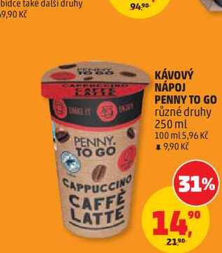 KÁVOVÝ NÁPOJ PENNY TO GO různé druhy 250 ml