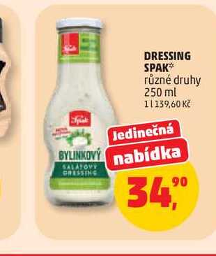 DRESSING SPAK* různé druhy 250 ml 