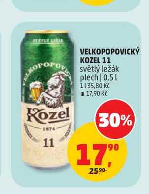 VELKOPOPOVICKÝ KOZEL 11 světlý ležák 0,5l, plech