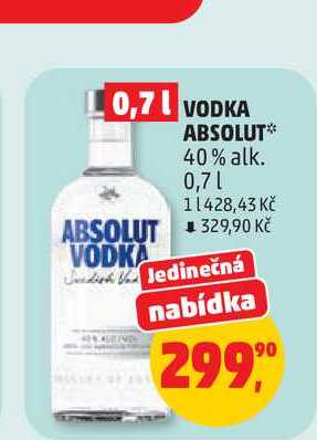 VODKA ABSOLUT* 40% alk. 0,7l
