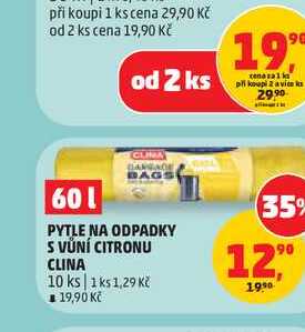 PYTLE NA ODPADKY S VŮNÍ CITRONU CLINA 10 ks