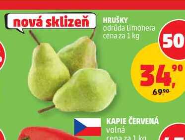 HRUŠKY odrůda Limonera cena za 1 kg 